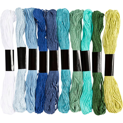 Embroidery Floss - Blue & Green, 10 x 8 m