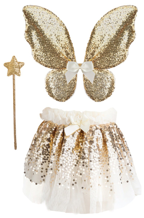 Skirt & Wings - Gold Sequins, 3-6 yrs