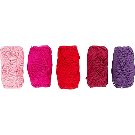 Cotton Yarn - Pink & Purple, 5 x 50 m