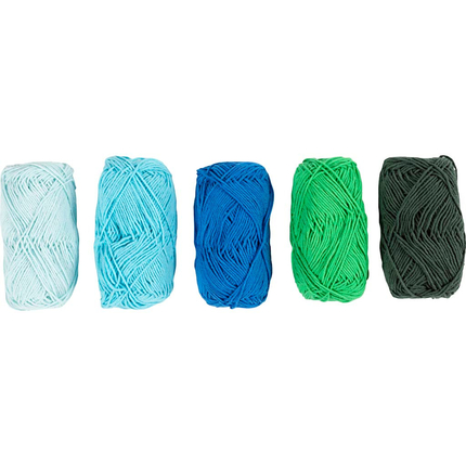 Cotton Yarn - Blue & Green, 5 x 50 m