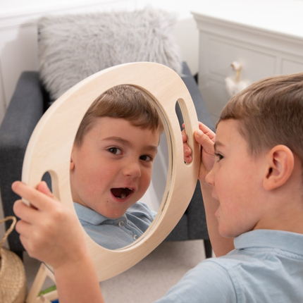 Handheld Wooden Mirror with Handle