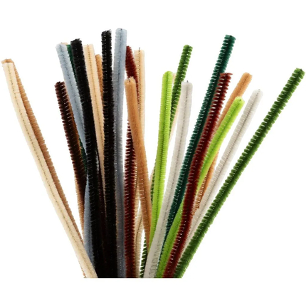 Chenille Pipe Cleaners Ø6 mm - Natural, 25 pcs