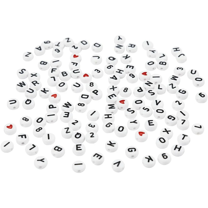 Plastic Beads 25 gr - Letters, Numbers & Hearts
