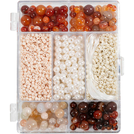 Jewelry Starter Set - Agates, Beige/Brown/White