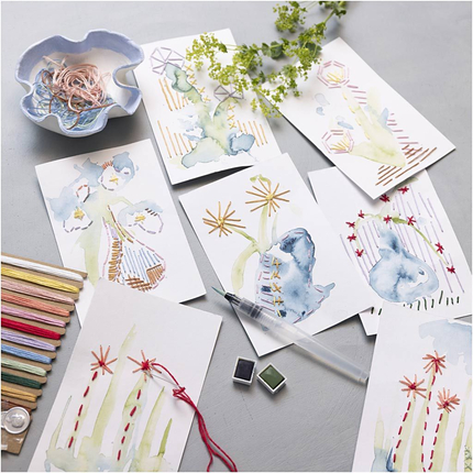 DIY Embroidery & Painting Kit - Cards, 6 pcs