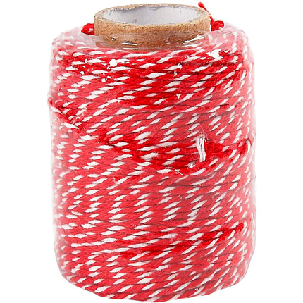 Cotton Twine - Red/White, 50 m