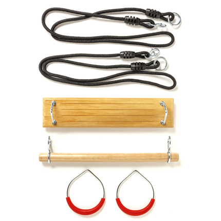 3-in-1 Swing, Trapeze & Gym Rings (Black Rope)