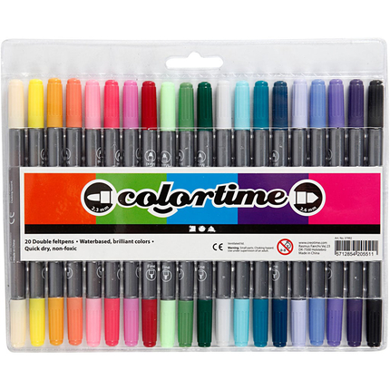 Dual-Tip Markers - Multicolour, 20 pcs