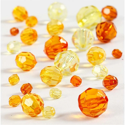 Mixed Faceted Beads 45 gr - Yellow