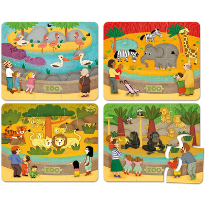 Wooden Puzzle - Zoo Animals, 4x6 pcs