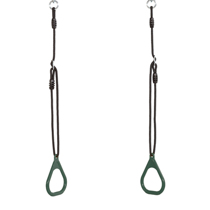 Plastic Gym Rings - Dark Green (Black Rope)