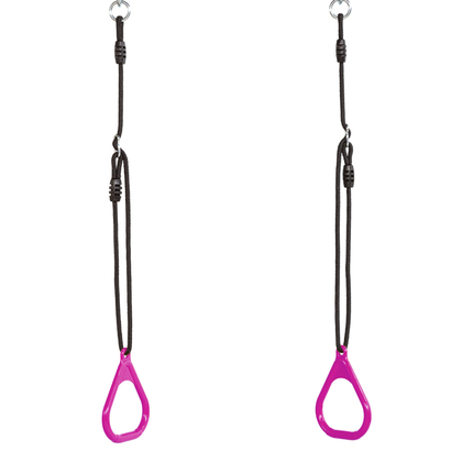 Plastic Gym Rings - Pink (Black Rope)
