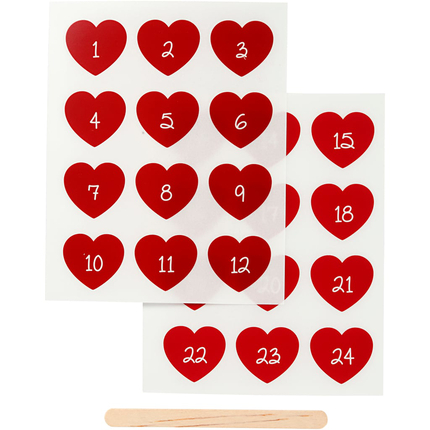 Rub-On Fabric Stickers - Advent Calendar Days, Red