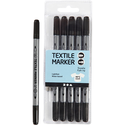 Fabric Markers - Black, 6 pcs