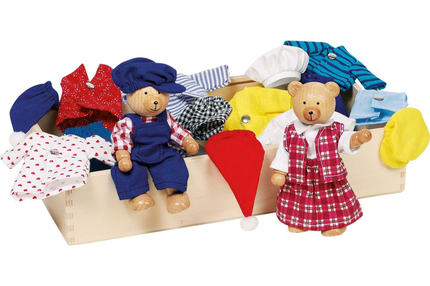 Wooden Dolls with 8 Outfits - Benna & Bennoh Bear