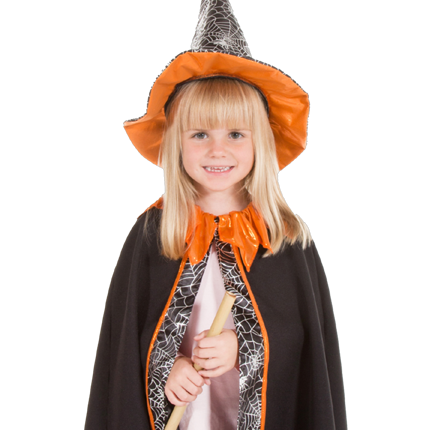 Witch Cape and Hat, Size 3-7 yrs