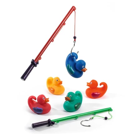 Rubber Ducks 8cm - Classic, 5 pcs + 2 Fishing Rods