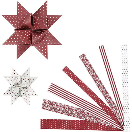 DIY Paper Stars - Red/White, 60 Strips