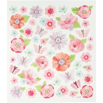 Stickers - Pink/Purple Spring Flowers, 1 Sheet