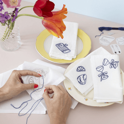 DIY Embroidery Kit - Cloth Napkins, 4 pcs