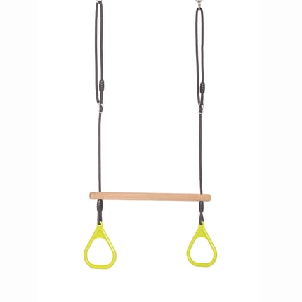 Trapeze Swing with Rings - Lime (Black Rope)