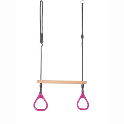 Trapeze Swing with Rings - Pink (Black Rope)