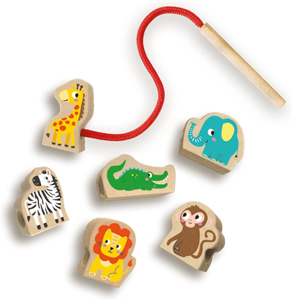 Wooden Lacing Beads for Babies - Savanna Animals