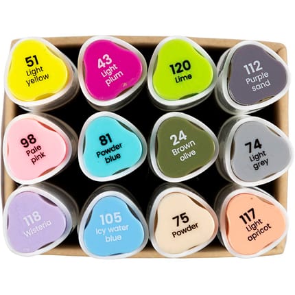 Dual-Tip Markers - Pastel, 12 pcs