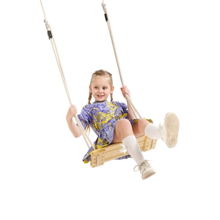 Wooden Swing 44x17.5 cm - 6 m (Beige Rope)