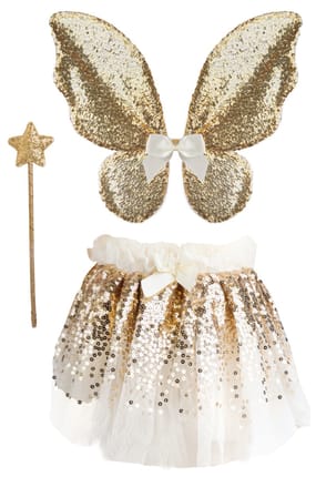 Skirt & Wings - Gold Sequins, 3-6 yrs