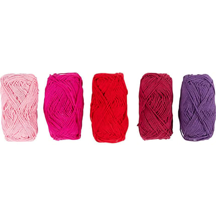 Cotton Yarn - Pink & Purple, 5 x 50 m