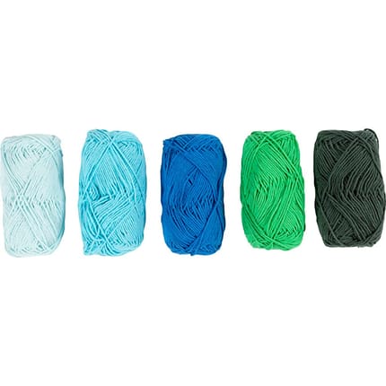 Cotton Yarn - Blue & Green, 5 x 50 m