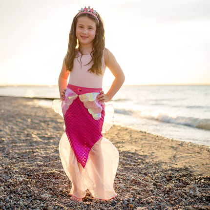 Mermaid Tail Skirt & Headband - Pink, Size 4-6 yrs