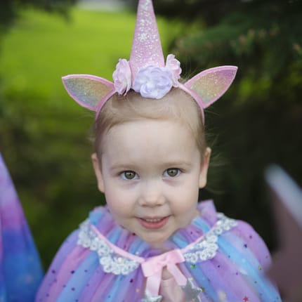 Unicorn Cape + Headband, 3-6 yrs