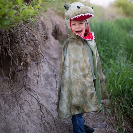 T-Rex Cape with Claws - Green, 4-6 yrs