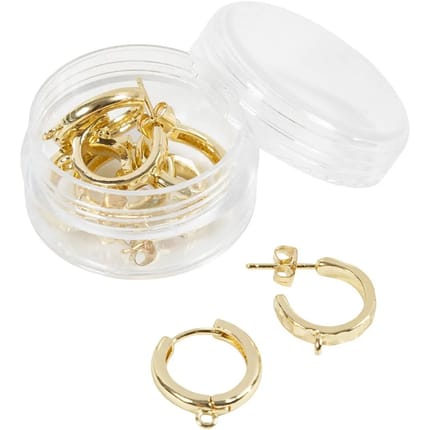 Hoop Earrings w. Ring - Gold Plated, 2x2 pairs