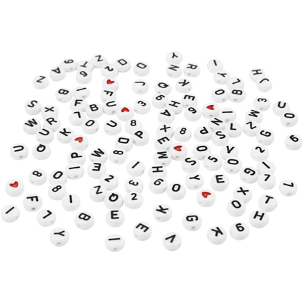 Plastic Beads 25 gr - Letters, Numbers & Hearts
