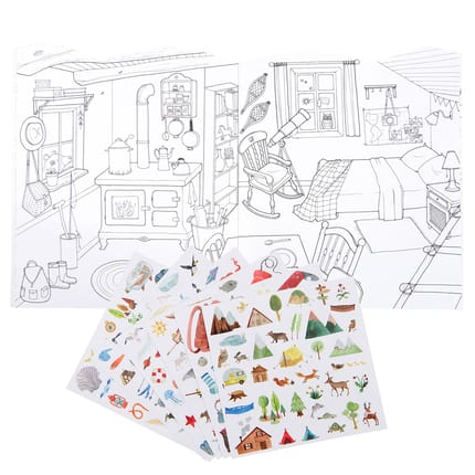 Colouring Book with Stickers - Explore the World