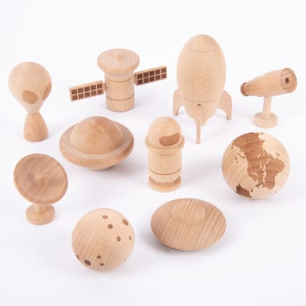 Space Adventure Wooden Figures, 10 pcs
