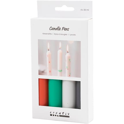 Candle Wax Pens 4 x 30 ml - Black/Green/Grey/Red