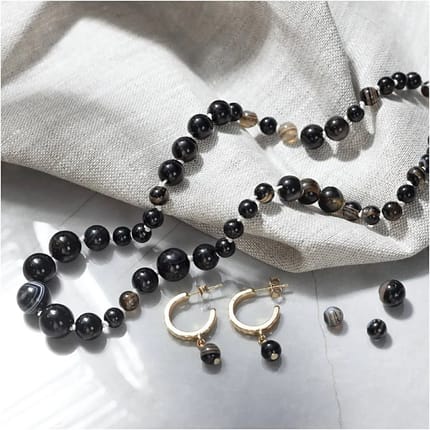 Jewelry Kit - Black Agate Necklace & Earrings