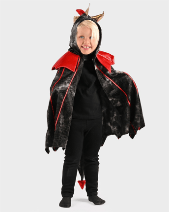 Dragon Costume Cape - Black/Red, size 3-8 years