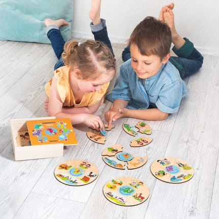 Puzzles in Box - Continents, 5 pcs