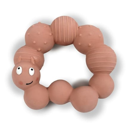 Teether Toy 100% Natural Rubber - Lily Caterpillar