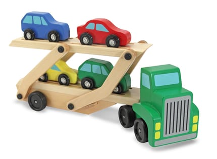 Wooden Car Carrier with 4 Cars