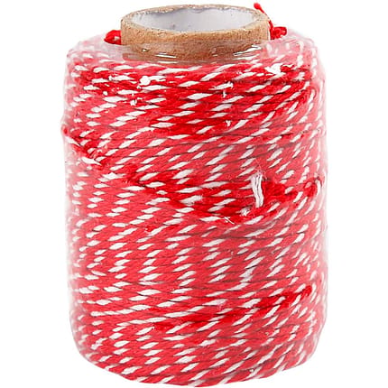Cotton Twine - Red/White, 50 m