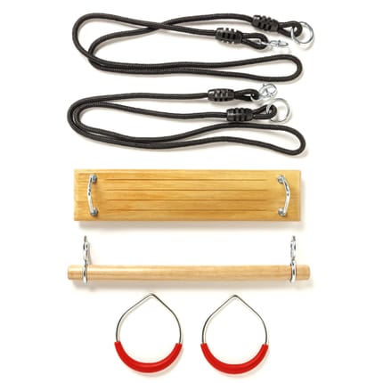 3-in-1 Swing, Trapeze & Gym Rings (Black Rope)