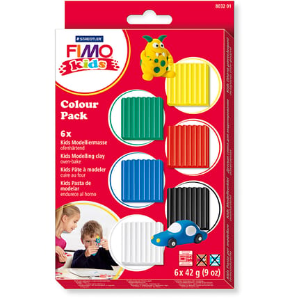 FIMO Modelling Clay 42 gr - Basic Colours, 6 pcs