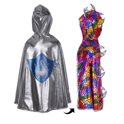 2-in-1 Dragon/Knight Cape, Size 5-6 yrs