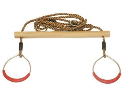 Wooden Trapeze Swing Bar with Rings